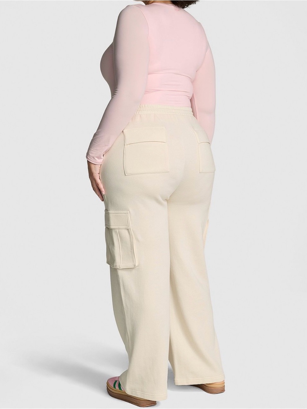 Victoria's Secret Cream Wide-Leg Cargo Pants